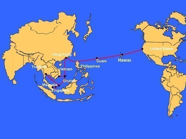 Khôi phục 90% lưu lượng, AAG sẽ bình thường khoảng 10 ngày nữa Đường đi của cáp quang biển APG. (Nguồn: Internet)