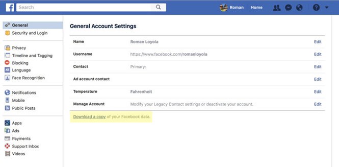 Cách tải về bản sao dữ liệu cá nhân từ Facebook
