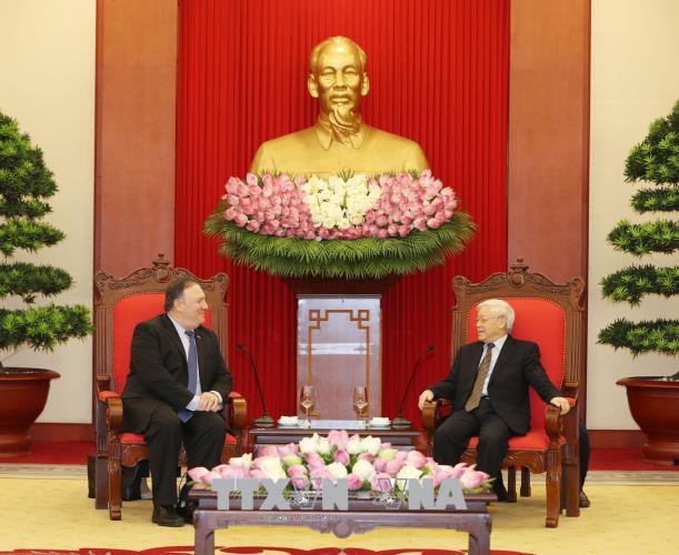 Tổng Bí thư Nguyễn Phú Trọng tiếp Ngoại trưởng Hoa Kỳ Mike Pompeo
