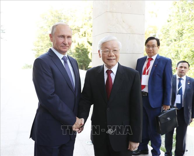 Tổng Bí thư Nguyễn Phú Trọng hội đàm với Tổng thống Nga Vladimir Putin Chú thích ảnh