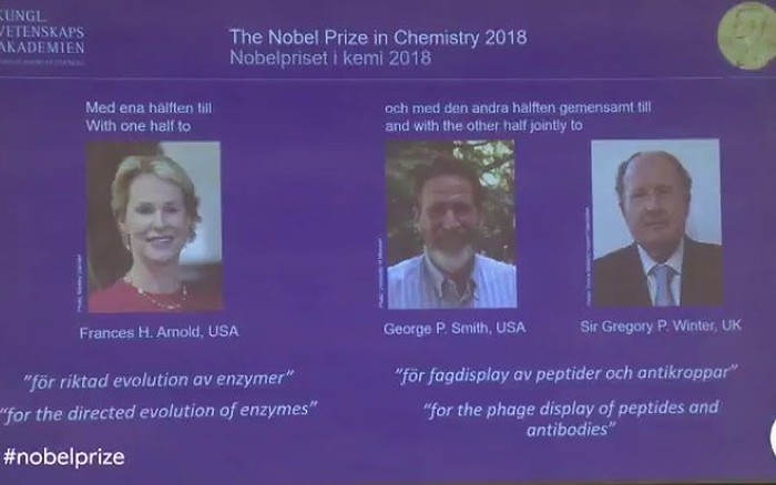 Nobel Hóa học 2018 thuộc về Mỹ và Anh với nghiên cứu enzyme, kháng thể