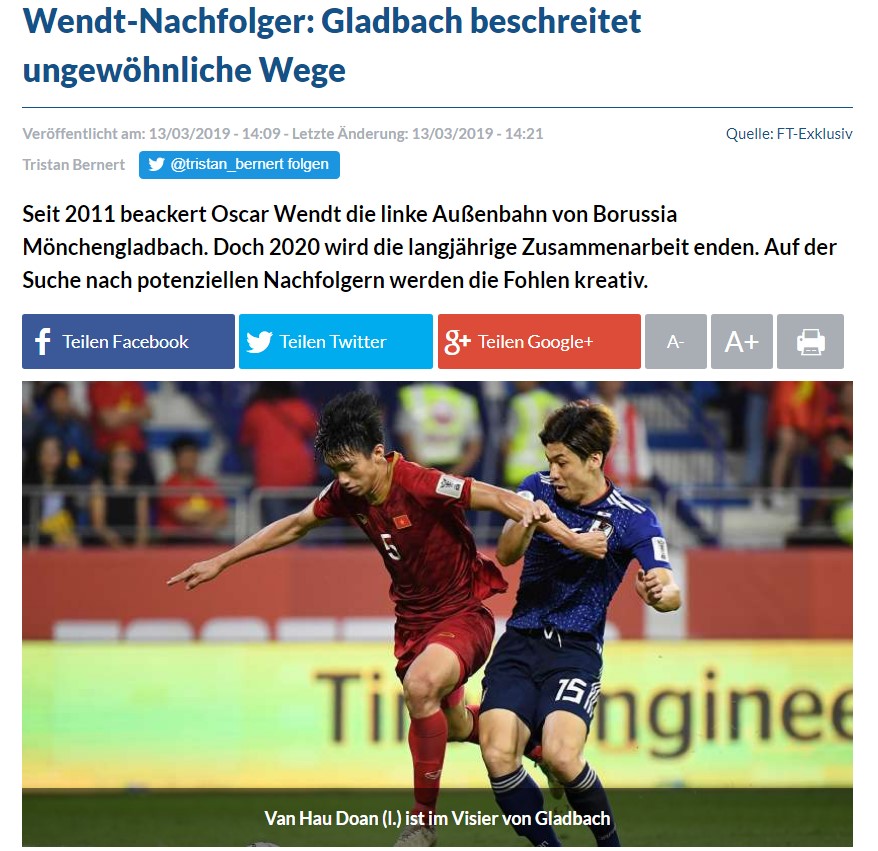 Đội bóng xếp hạng 4 Bundesliga muốn chiêu mộ Văn Hậu