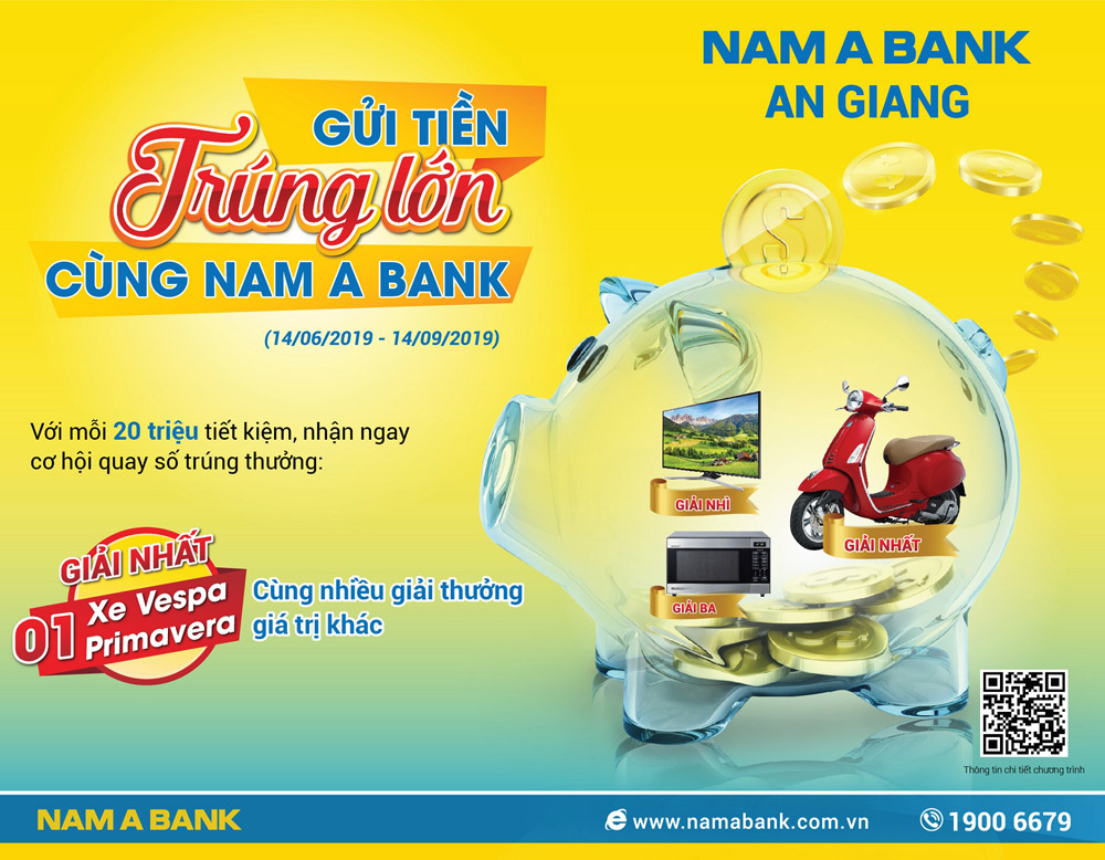Gửi tiền Nam A Bank An Giang, trúng xe Vespa sành điệu