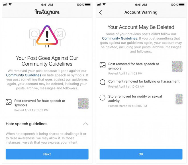 Instagram sẽ cảnh báo trước khi vô hiệu hóa tài khoản người dùng