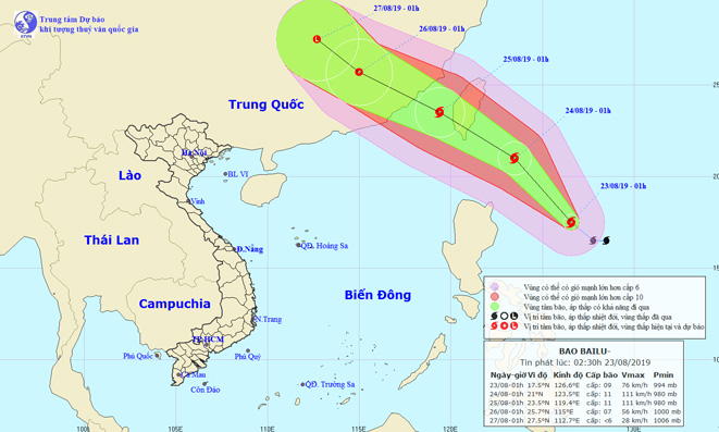 Thời tiết ngày 23-8: Bão Bailu gần biển Đông, Bắc Trung Bộ có mưa rất to và dông