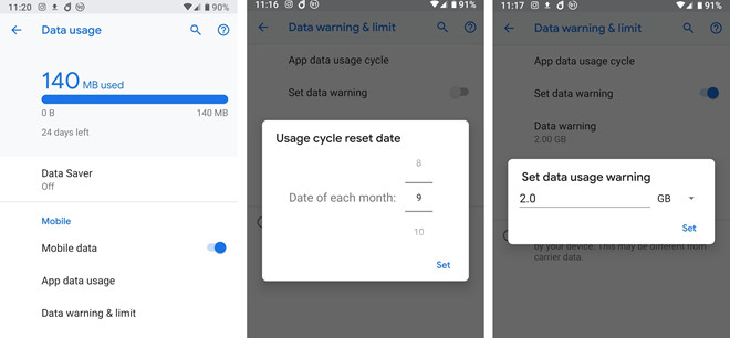 Cách đặt giới hạn dung lượng internet di động trên Android