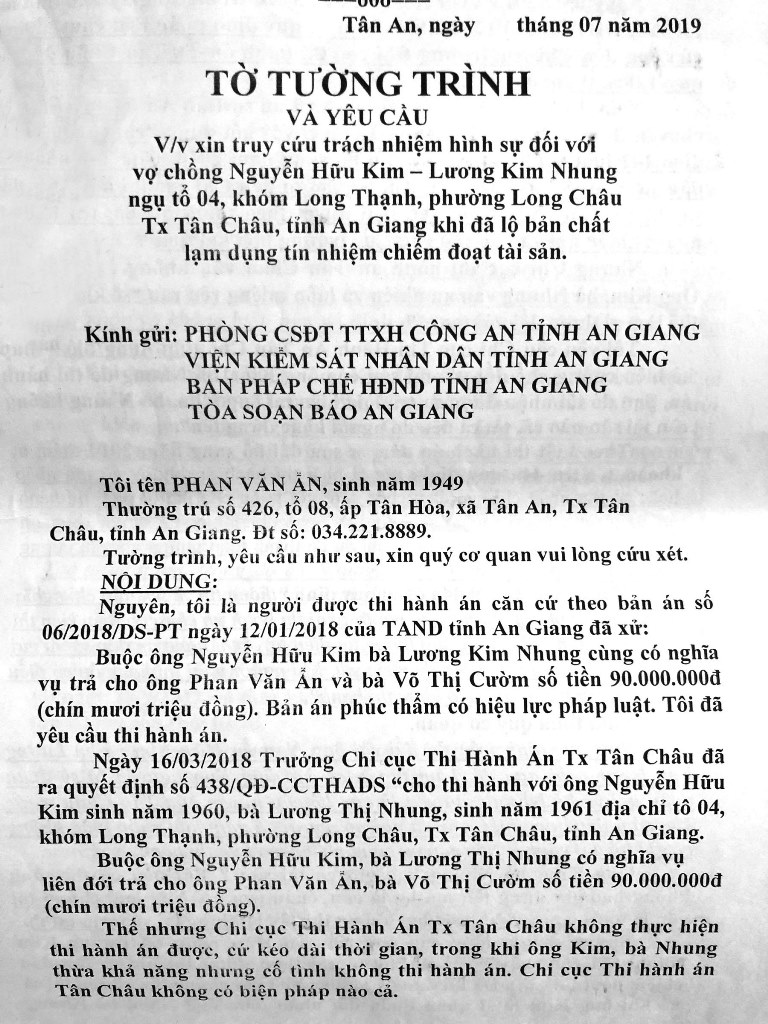 Phải cung cấp điều kiện thi hành án của người bị thi hành án