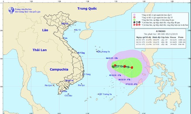 Áp thấp nhiệt đới đang mạnh lên thành bão số 6