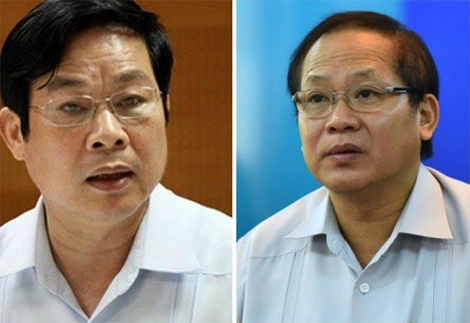 Hai ông Nguyễn Bắc Son và Trương Minh Tuấn hầu toà ngày 16-12
