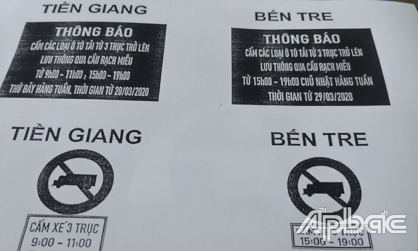Tiếp tục cấm xe tải 3 trục qua cầu Rạch Miễu vào giờ cao điểm