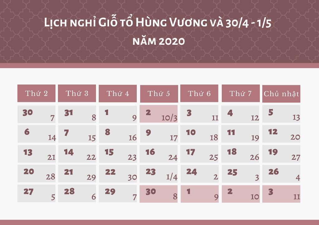 Giỗ Tổ Hùng Vương và dịp 30/4 - 1/5 năm nay được nghỉ mấy ngày?