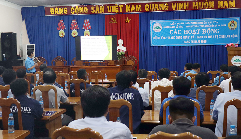 Công ty TNHH MTV Khai thác và Chế biến đá An Giang hưởng ứng Tháng Công nhân và Tháng An toàn vệ sinh lao động