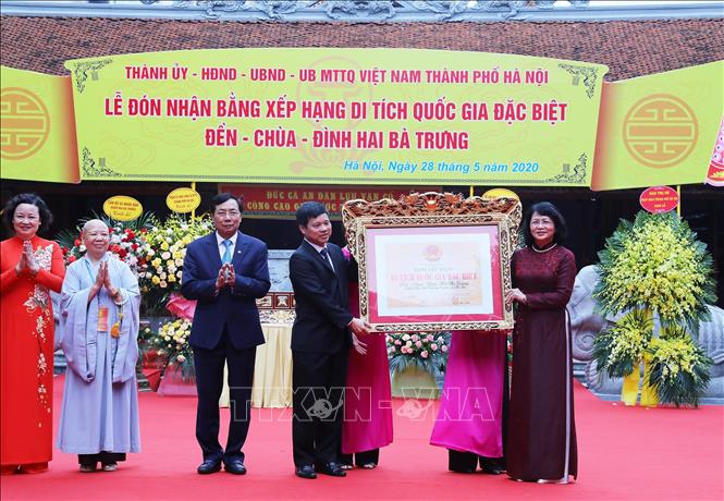 Hà Nội đón nhận Bằng xếp hạng Di tích Quốc gia đặc biệt đền-chùa-đình Hai Bà Trưng