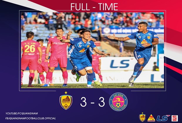Kết quả V-League: Quảng Nam cầm chân Sài Gòn FC, SLNA tiếp tục thua