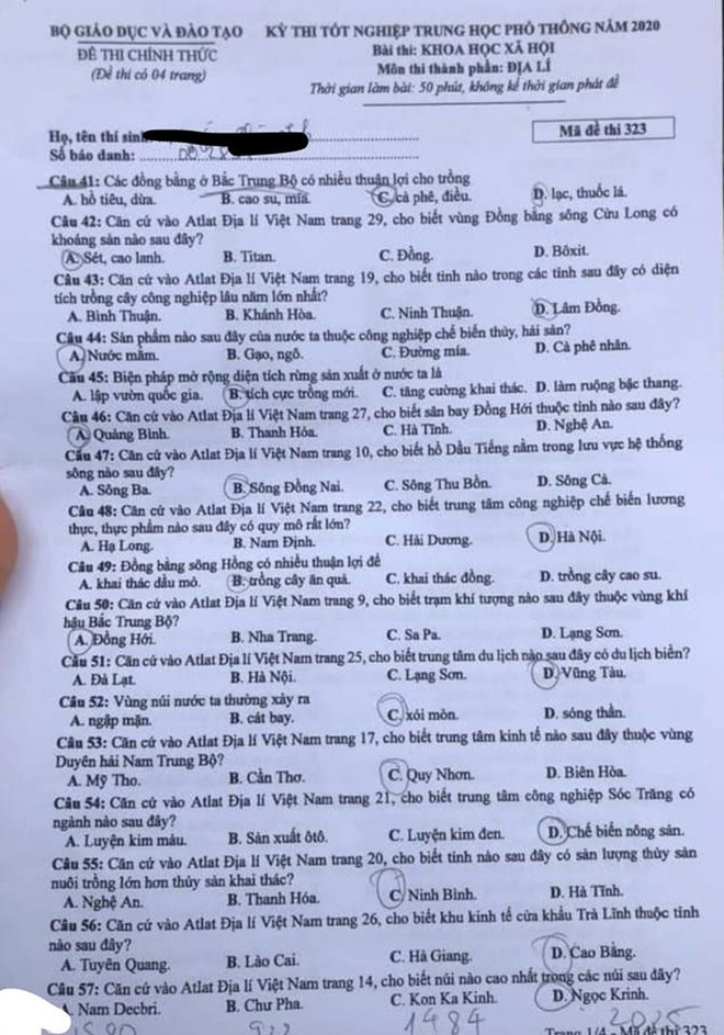 Kỳ thi tốt nghiệp THPT năm 2020: Đề thi Tổ hợp Khoa học xã hội dễ, thí sinh dễ dàng đạt diểm trên trung bình