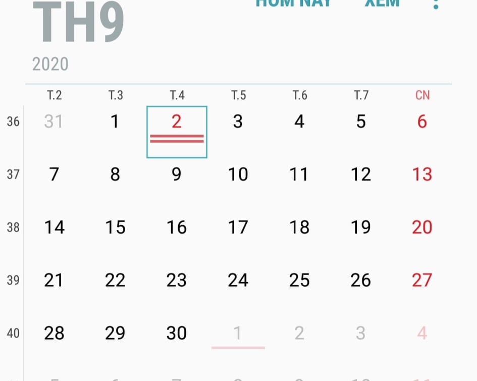 Lịch nghỉ chính thức ngày Quốc khánh 2-9 năm 2020