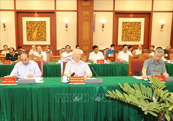 Tổng Bí thư, Chủ tịch nước Nguyễn Phú Trọng chủ trì phiên họp Tiểu ban Văn kiện Đại hội XIII của Đảng
