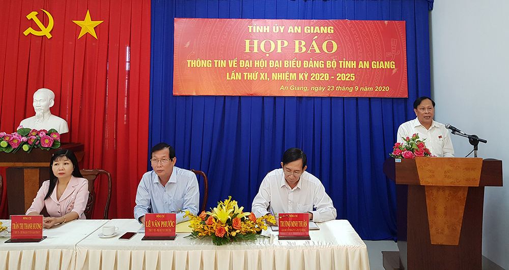 Đại hội đại biểu Đảng bộ tỉnh An Giang lần thứ XI (nhiệm kỳ 2020-2025) diễn ra từ ngày 23 đến 25-9-2020
