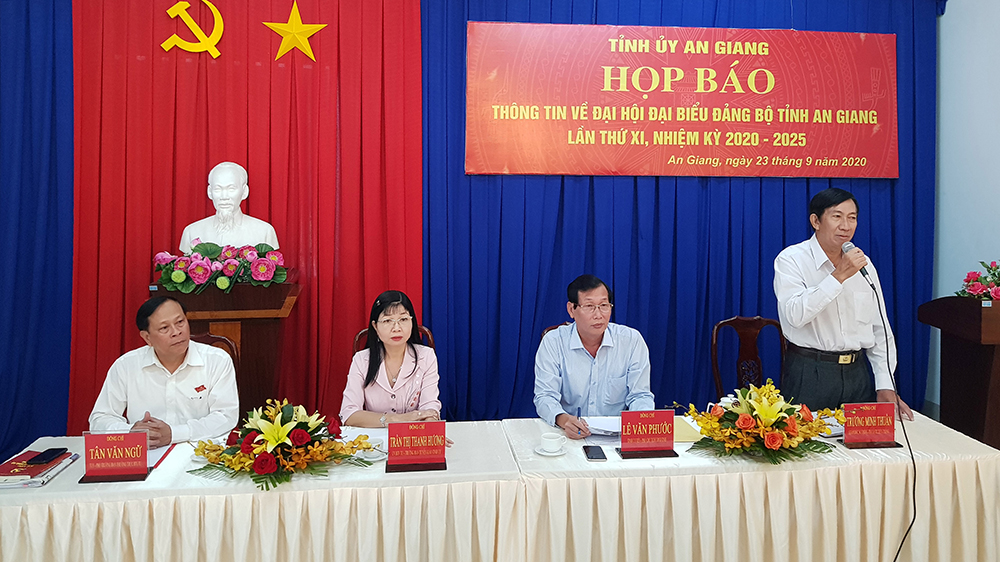 Đại hội đại biểu Đảng bộ tỉnh An Giang lần thứ XI (nhiệm kỳ 2020-2025) diễn ra từ ngày 23 đến 25-9-2020