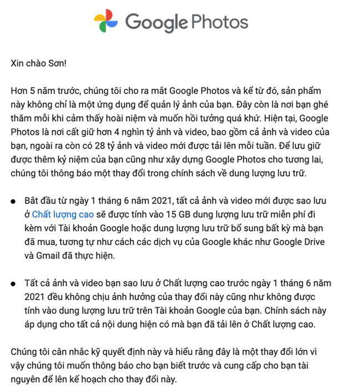 Google Photos sẽ ngừng lưu trữ ảnh miễn phí từ giữa năm 2021