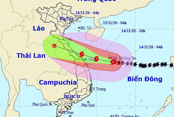 Bão số 13 mạnh thêm, giật cấp 17, hướng vào từ Hà Tĩnh-Quảng Nam