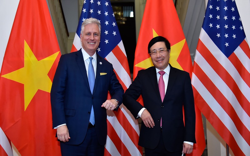 Phó Thủ tướng, Bộ trưởng Ngoại giao Phạm Bình Minh hội đàm với Cố vấn An ninh quốc gia Hoa Kỳ Robert O’Brien