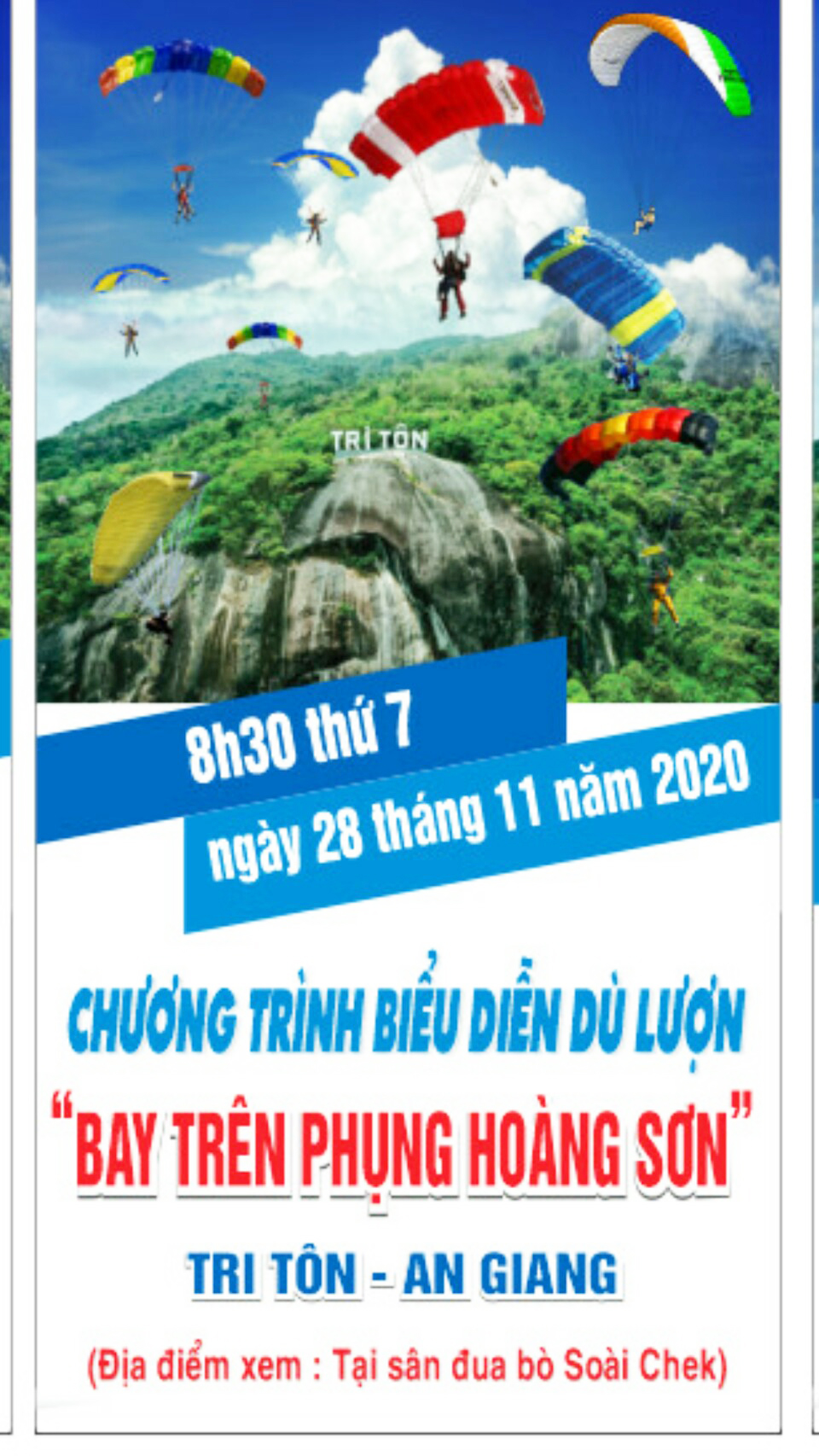 10 giờ, ngày 28-11: Biểu diễn dù lượn ở Tri Tôn