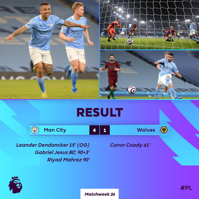 Vùi dập Wolves, Man City thắng trận thứ 21 liên tiếp