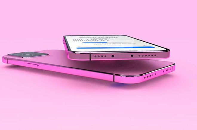 Rò rỉ hình ảnh concept iPhone 13 màu hồng với cổng sạc bị cắt bỏ