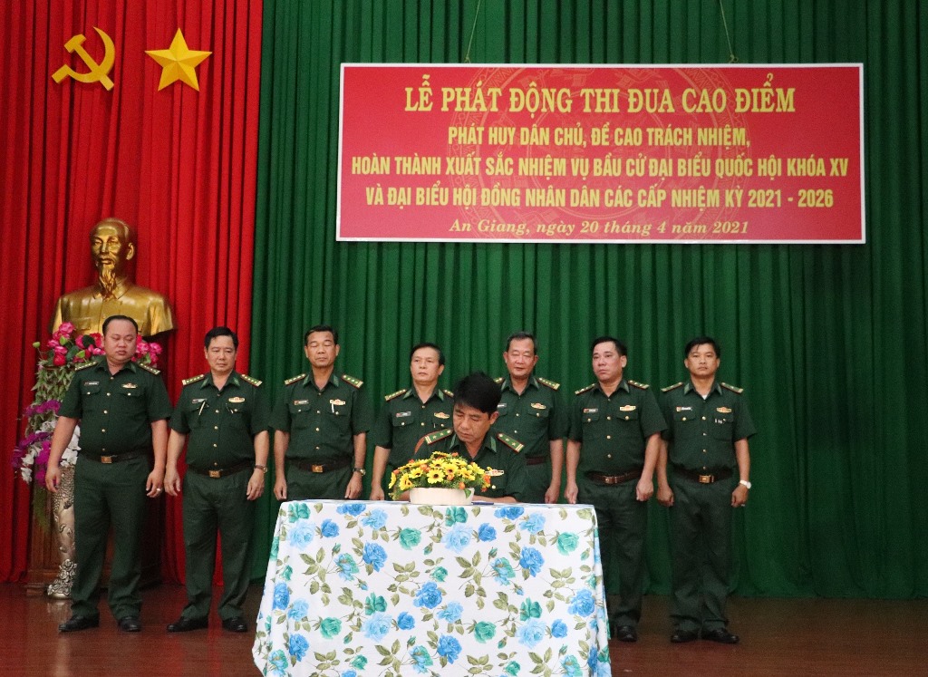 Bộ đội Biên phòng An Giang: Phát động đợt thi đua cao điểm chào mừng bầu cử đại biểu Quốc hội khóa XV và đại biểu HĐND các cấp nhiệm kỳ 2021 – 2026