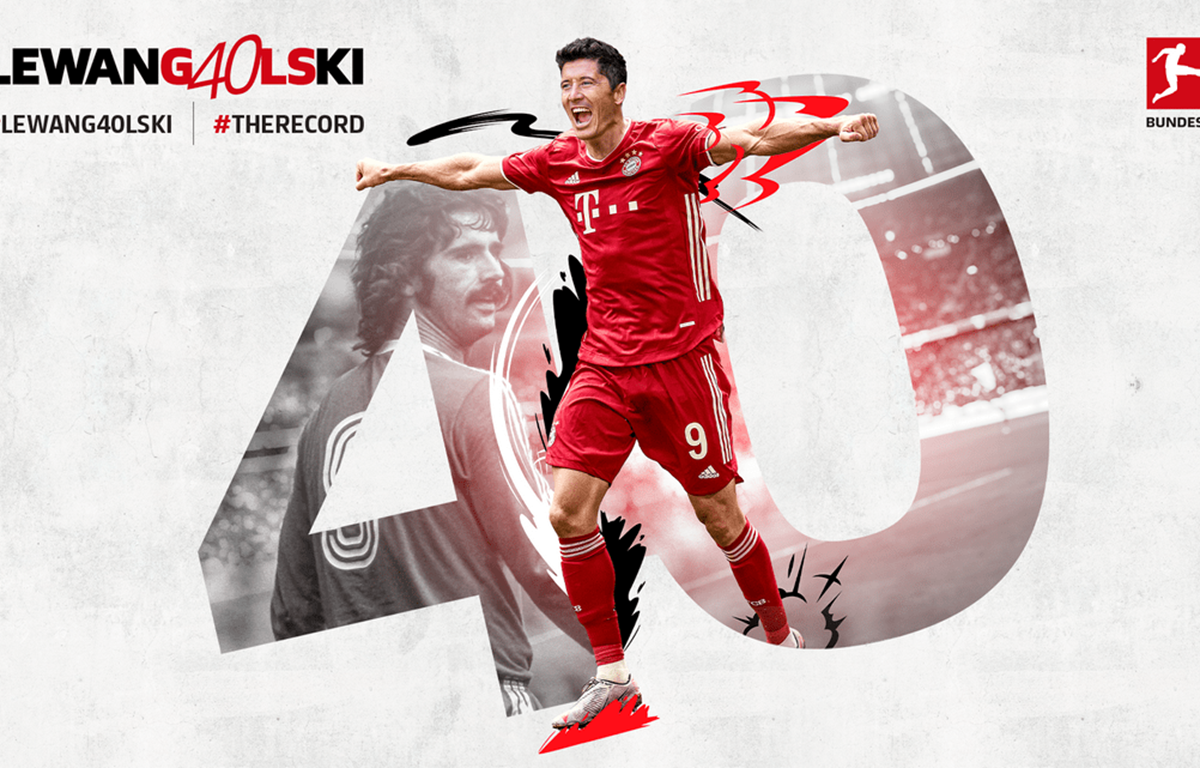 Lewandowski san bằng kỷ lục ghi bàn tồn tại 49 năm của Gerd Mueller