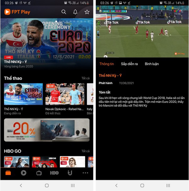 Cách xem trực tiếp các trận đấu tại Euro 2020 trên smartphone và máy tính