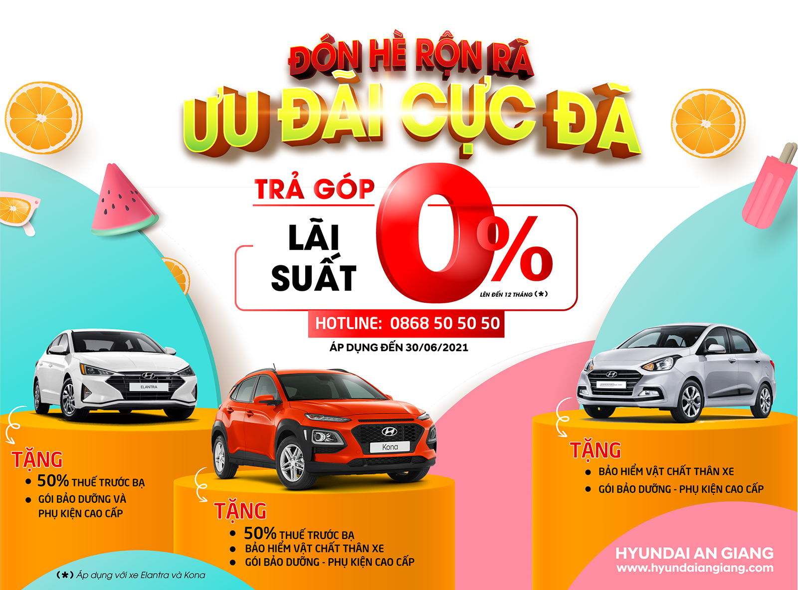 Hyundai An Giang ưu đãi tháng 6: Trả góp lãi suất 0% lên đến 12 tháng