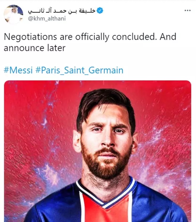 Hoàng thân Qatar báo tin vui, Messi sẽ tái ngộ Neymar ở PSG