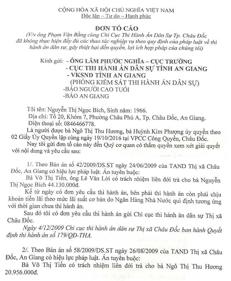 Khiếu nại của bà Nguyễn Thị Ngọc Bích là có cơ sở