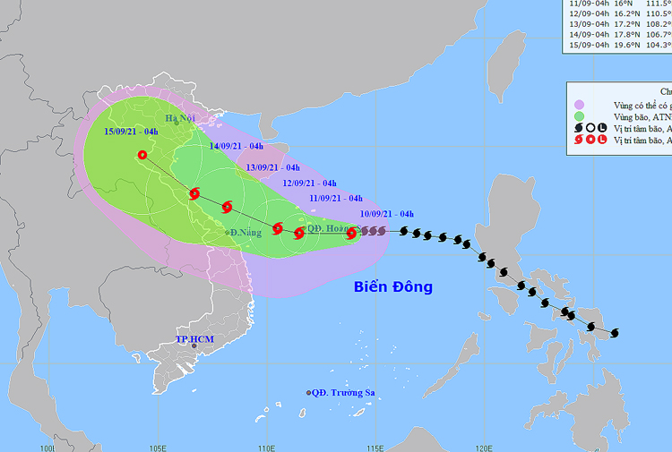 Thời tiết ngày 10-9: Tây Nguyên và Nam Bộ có mưa rào và dông, bão số 5 mạnh dần lên