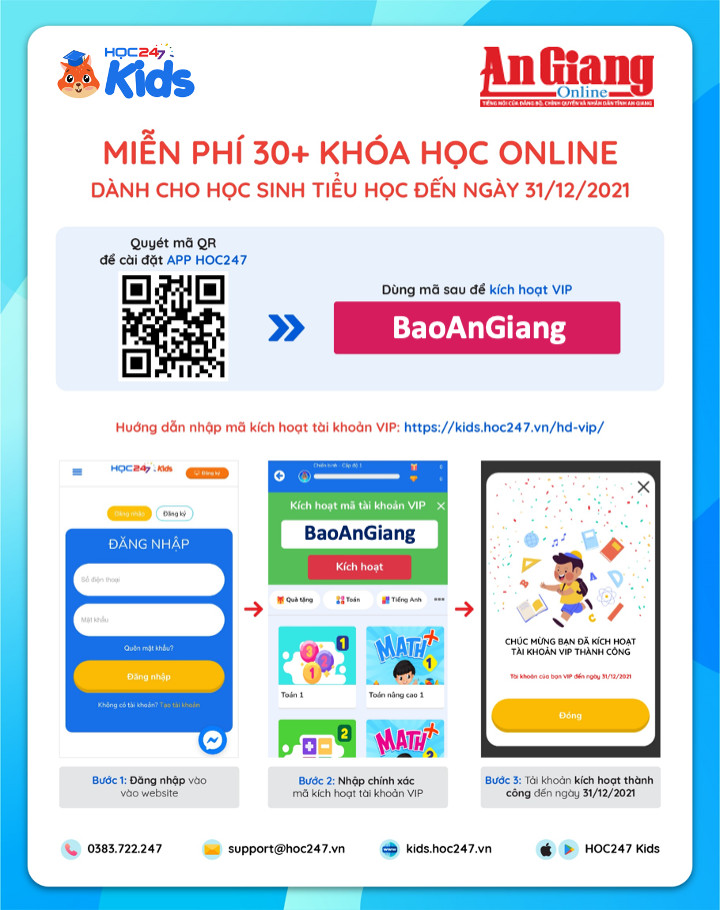 Nhập mã “BaoAnGiang” để học online miễn phí học kỳ I năm học 2021-2022
