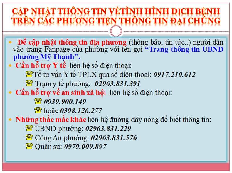 Tăng cường kiểm soát dịch trên địa bàn phường Mỹ Thạnh