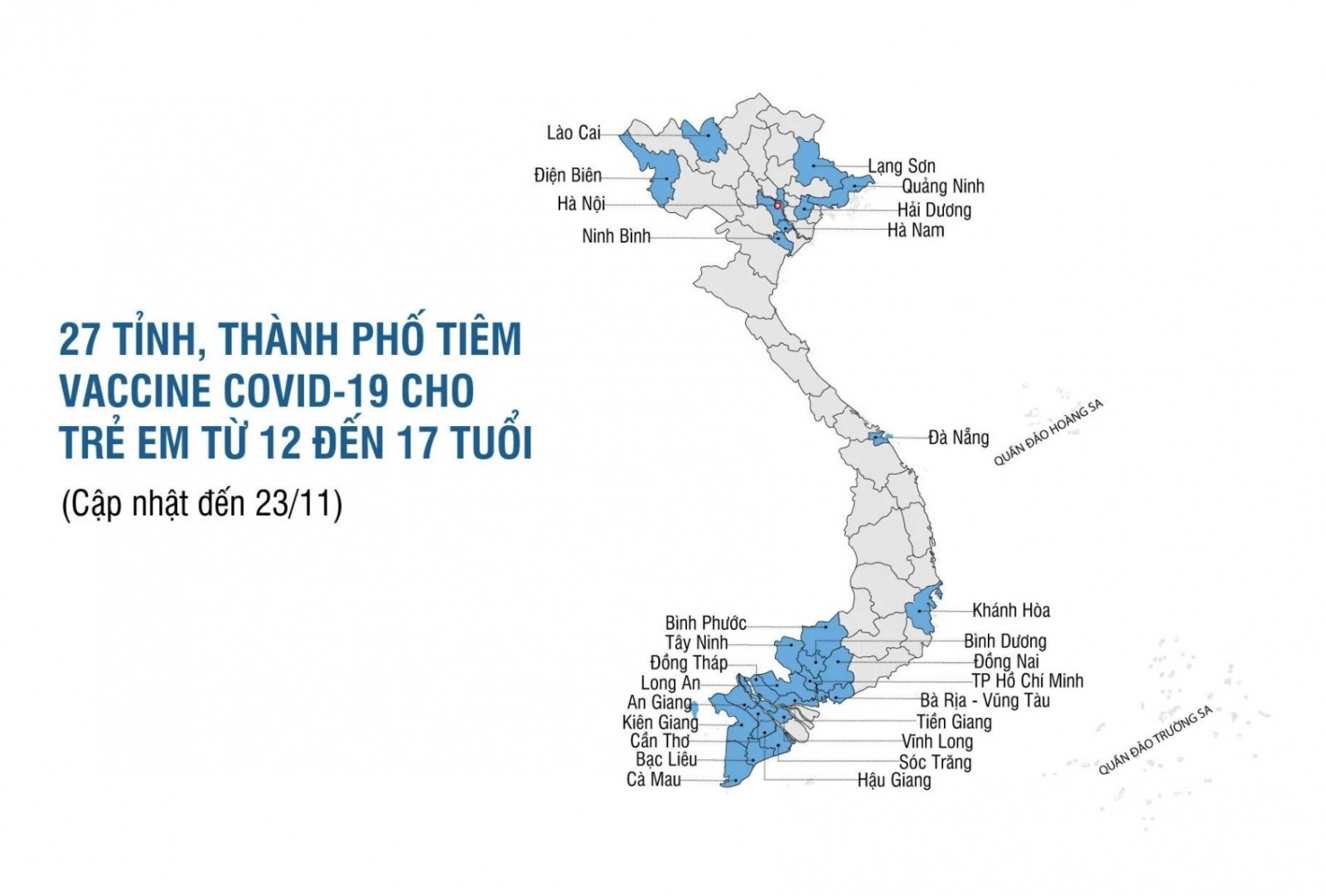 27 tỉnh, thành phố tiêm vaccine COVID-19 cho trẻ em
