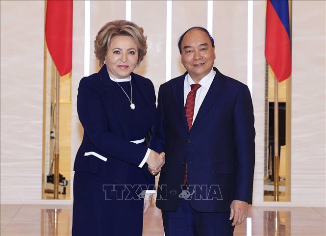 Chủ tịch nước Nguyễn Xuân Phúc hội kiến Chủ tịch Hội đồng Liên bang Valentina Matvienko
