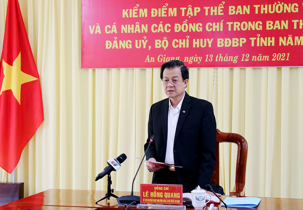 Hội nghị kiểm điểm tập thể và cá nhân Ban Thường vụ, Bộ Chỉ huy Bộ đội Biên phòng An Giang năm 2021