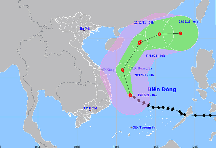 Thời tiết ngày 19-12: Bão số 9 gây gió mạnh, sóng lớn và mưa dông trên biển