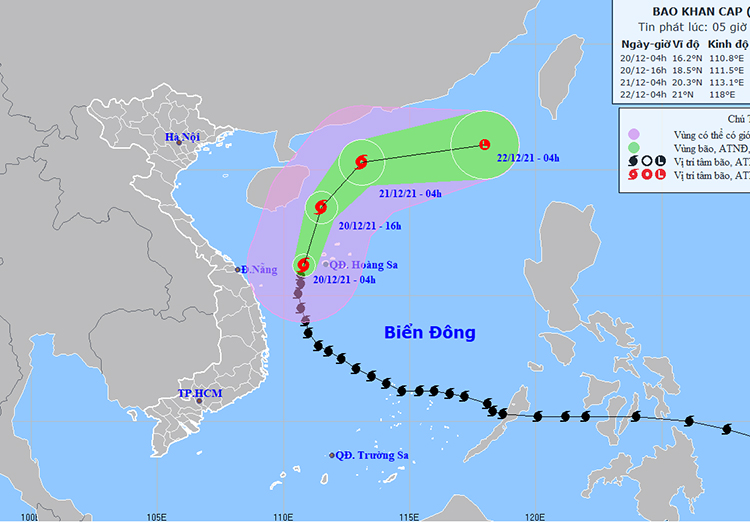 Thời tiết ngày 20-12: Bão số 9 gây gió mạnh trên biển cấp 7, giật cấp 8