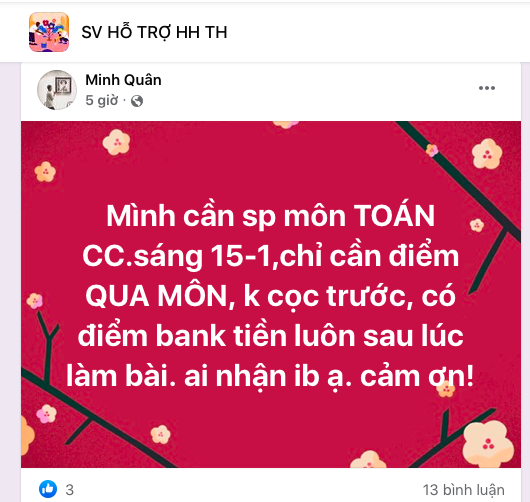 Làm bài hộ, thi hộ online- 'tiền mất tật mang'