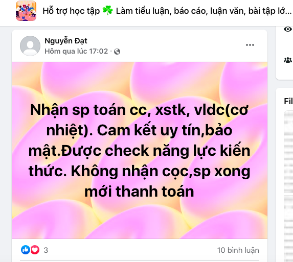 Làm bài hộ, thi hộ online- 'tiền mất tật mang'