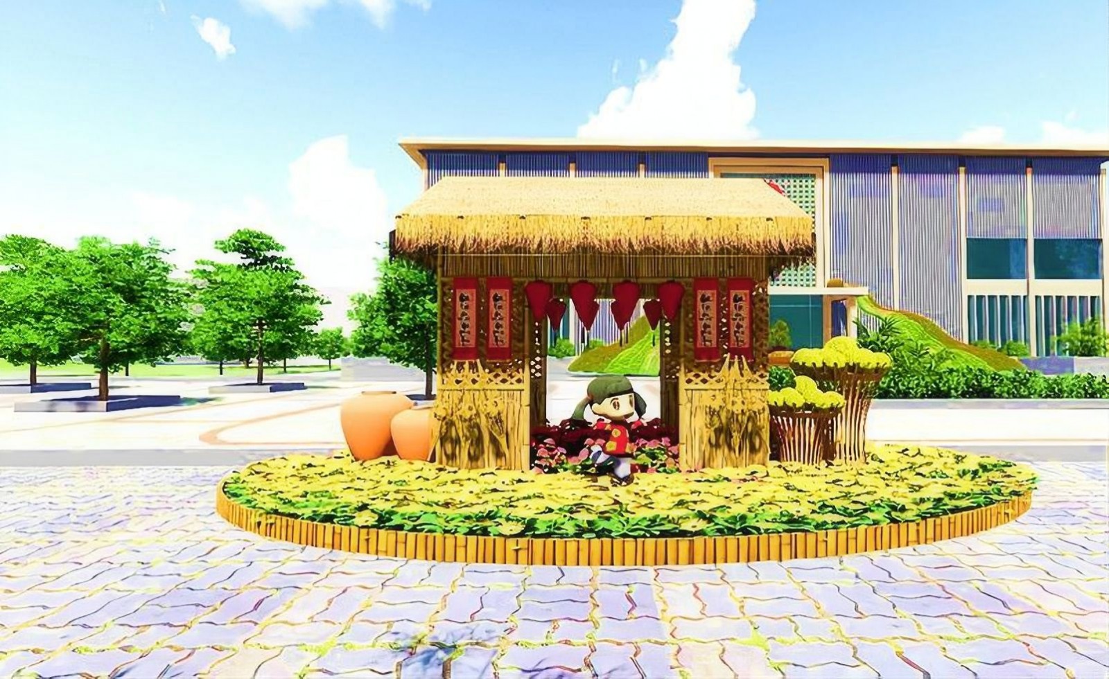 Trang trí tiểu cảnh tại Trung tâm hành chính huyện Châu Phú đón ...