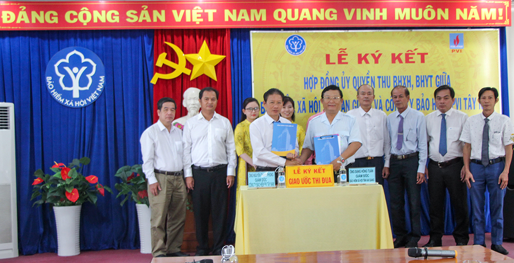Bảo hiểm xã hội An Giang ký kết tuyên truyền bảo hiểm xã hội, bảo hiểm y tế với Công ty Bảo hiểm PVI Tây Nam