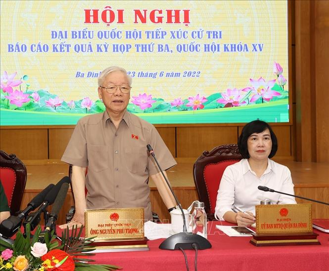 Tổng Bí thư Nguyễn Phú Trọng tiếp xúc cử tri sau Kỳ họp thứ ba, Quốc hội khoá XV