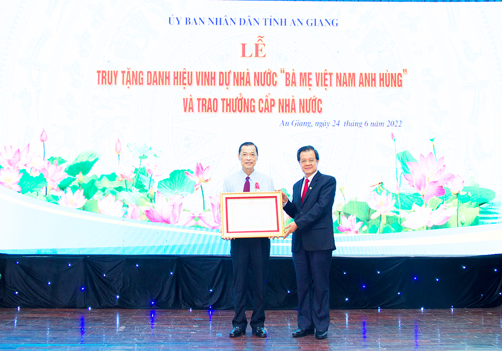 An Giang: Truy tặng Danh hiệu Vinh dự nhà nước “Bà mẹ Việt Nam Anh hùng” và trao thưởng cấp nhà nước
