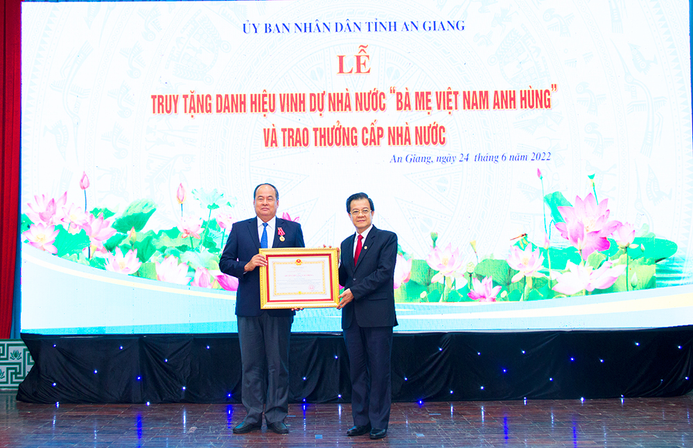 An Giang: Truy tặng Danh hiệu Vinh dự nhà nước “Bà mẹ Việt Nam Anh hùng” và trao thưởng cấp nhà nước